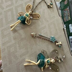 Fairy Pendant Necklace and Earrings Set